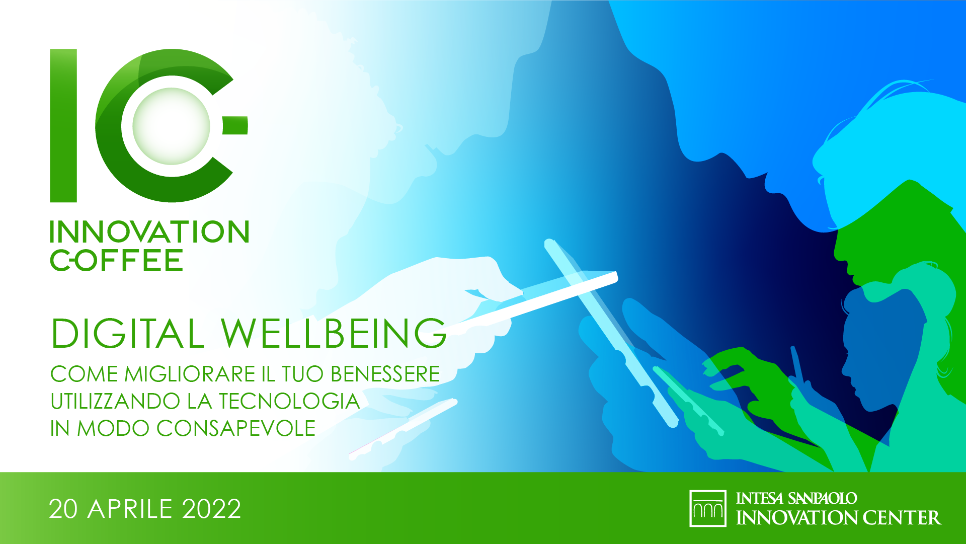 banner per evento Innovation Coffee dedicato al wellbeing digitale