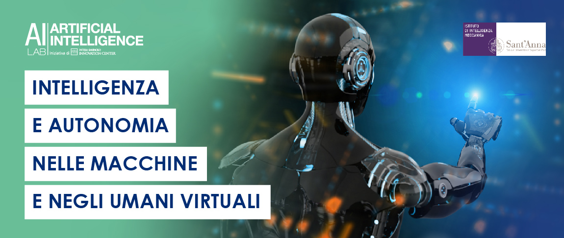 Locandina del seminario dell'AI Lab di intesa sanpaolo innovation center dedicato alle macchine virtuali e agli umani