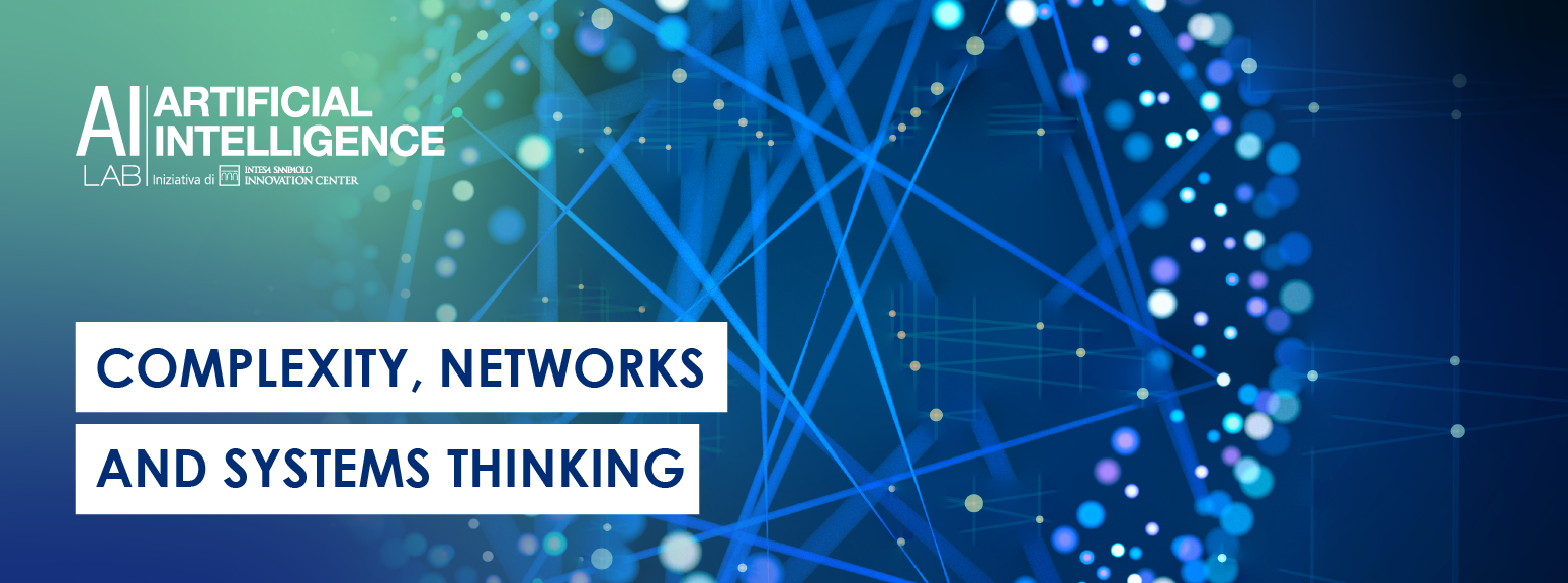 Locandina del seminario dell'AI Lab di intesa sanpaolo innovation center dedicato ai sistemi complessi