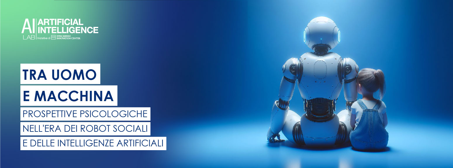 bambina e robot seduti vicino