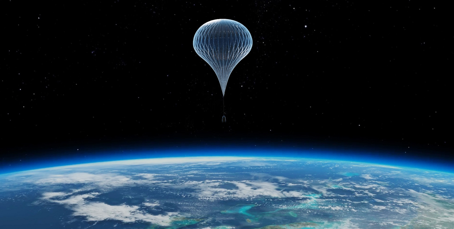 Immagine di un pallone sonda della startup Involve Space che fluttua nell'atmosfera extraterreste