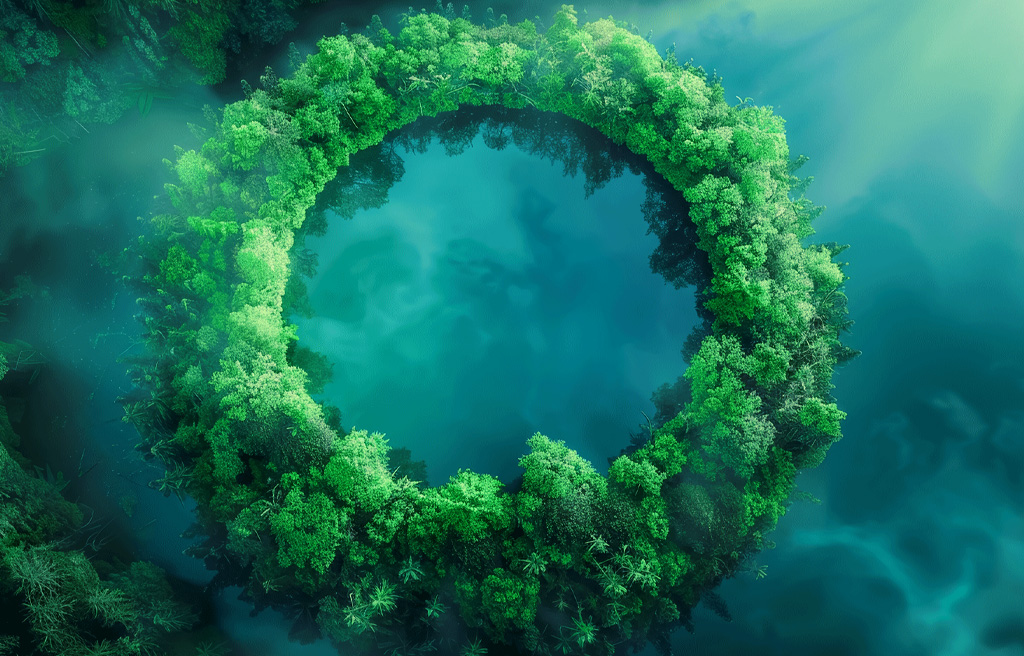 cerchio verde con gli alberi