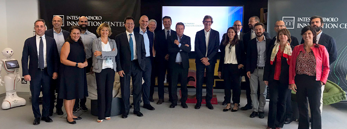 Immagini dell'incontro tra i management di Intesa Sanpaolo Innovation Center e Gruppo Nestlè in Italia