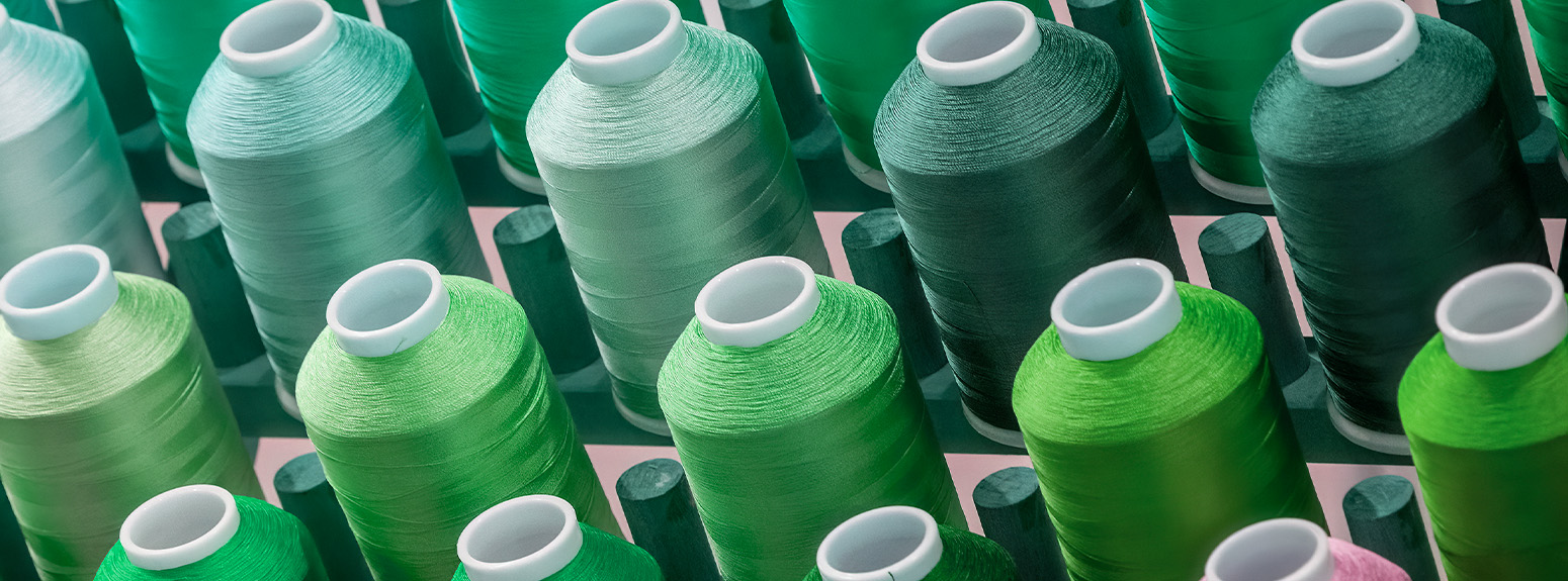 fili di cotone di colore verde