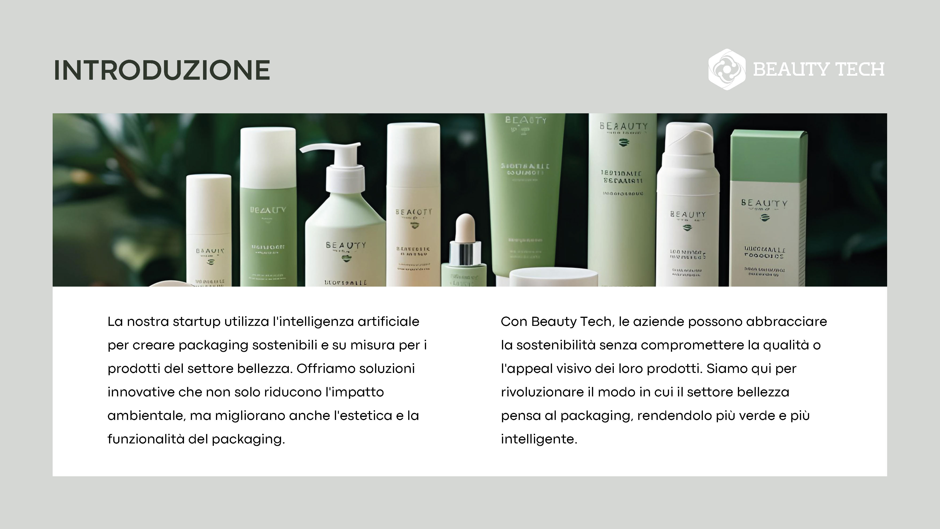 Indroduzione del Pitch Deck della Startup Beauty Tech